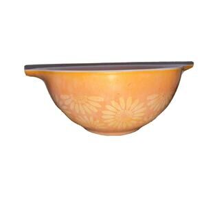 Vintage 1970s Pyrex Orange Sunflower Daisy Mixing Bowl 1 1/2 QT #442 READ!!